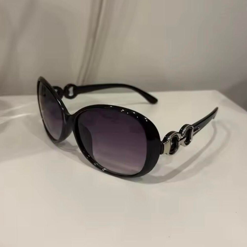 ꧁ᬊᬁ y2k style black silver ring big oversized sunglasses ᬊ᭄꧂ - Picture 4 of 7